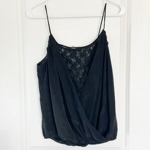Forever 21 Black Lace Wrap Front Tank Top Size Small